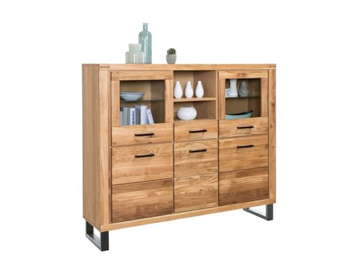 Möbel-Store24 Highboard Kommode Schrank Schubkästen Wildeiche teilmassiv geölt Tiara 158 cm K2345