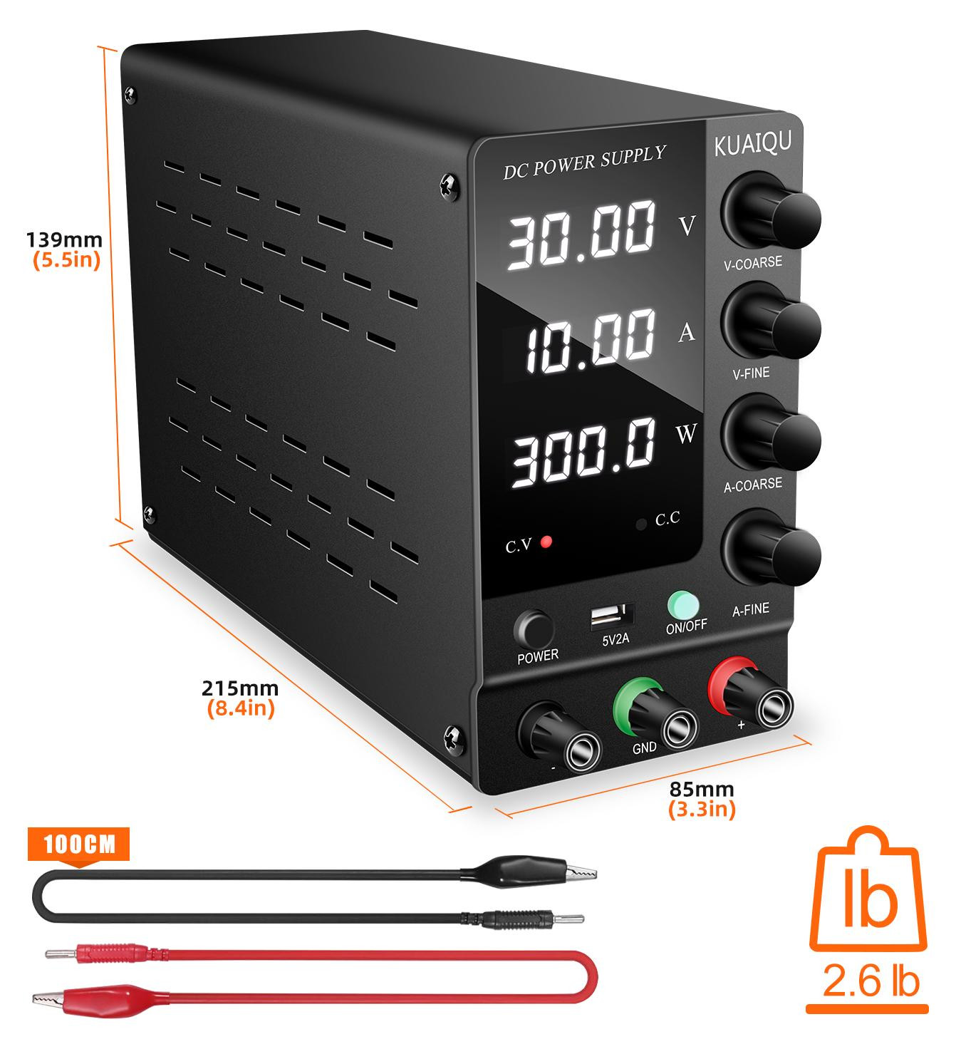 Selius DC Lab Voeding Instelbaar - 32V 6A Output met LED-Display voor Elektronica Testen