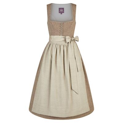 Dirndl SPIETH & WENSKY "Spieth & Wensky Dirndl Kordia", Damen, Gr. 32, N-Gr, braun, Obermaterial: 75% Polyester PES. 25% Wolle WO., uni, regular fit, Kleider, mit dekorativer Schürze