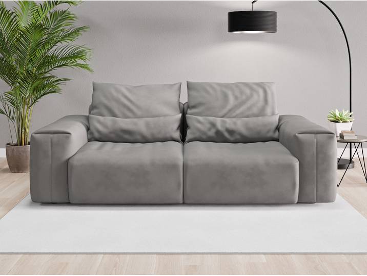 Einzelsofa Denver - Grau (Stahlgrau) - Vintage Velours