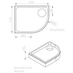 Neuesbad Wannenträger für Duscholux Malaga Round Trend 80x100x5 re Viertelkreis SD22871