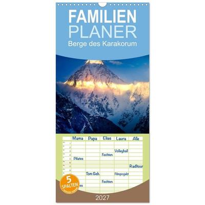 Familienplaner 2027 - Berge des Karakorum mit 5 Spalten (Wandkalender, 21 x 45 cm) CALVENDO