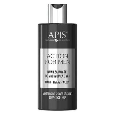 Apis Natural Cosmetics Apis - Action For Men 3in1 moisturizing face and hair wash gel 300ml (300 ml) (5901810006082)