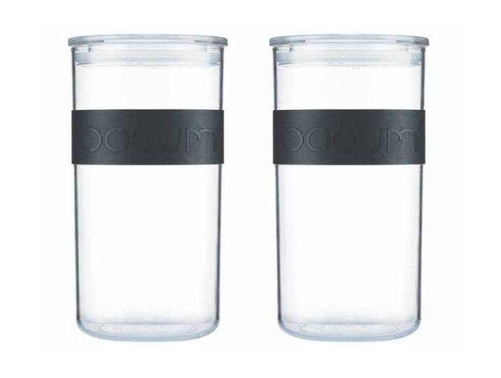 Vorratsglas BODUM 2er-Set , schwarz (schwarz, transparent), B:12,5cm H:22,5cm Ø:12,5cm, Kunststoff, Lebensmittelaufbewahrungsbehälter, Vorratsglas