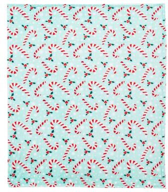 Ashford Home Candy Cane Snowflakes Silk Touch Throw Blanket