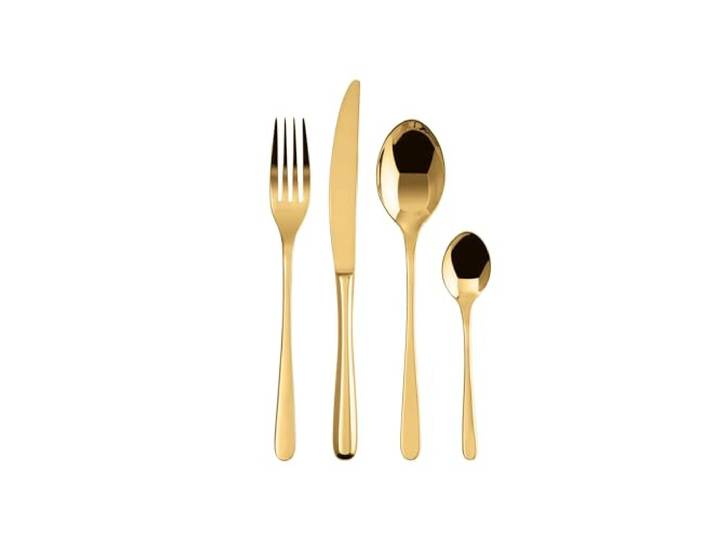 Sambonet 52553G81 - Taste Golden Besteck Set 24 Teile 6 x Gabeln, Messer, Esslöffel, Teelöffel, 6 Personen, Spülmaschinenfest, Edelstahl, Gold