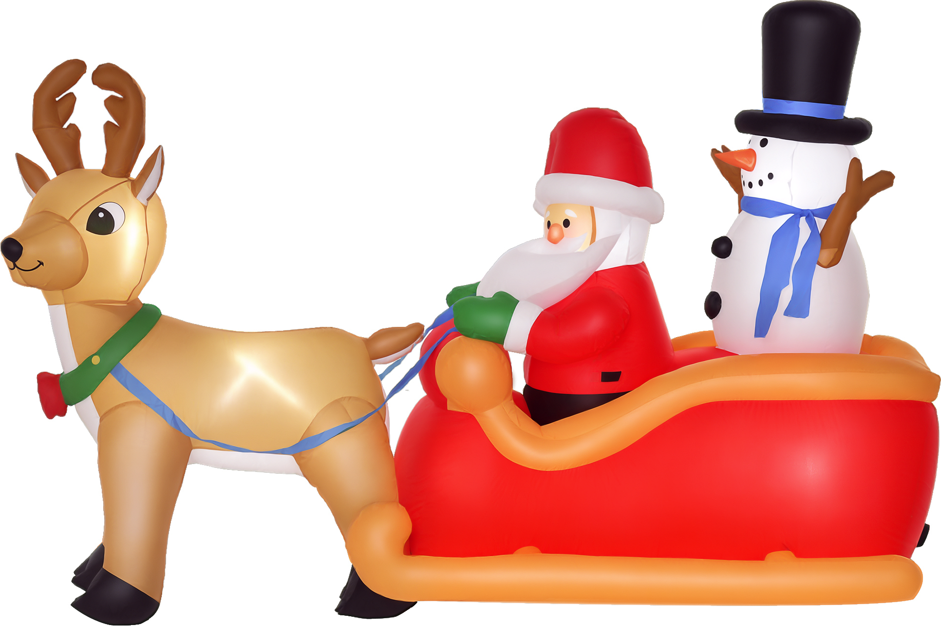 Homcom Babbo Natale Gonfiabile con Slitta, Renna, Pupazzo di Neve e Luci LED, Decorazione Natalizia da Esterno, 200x80x128cm