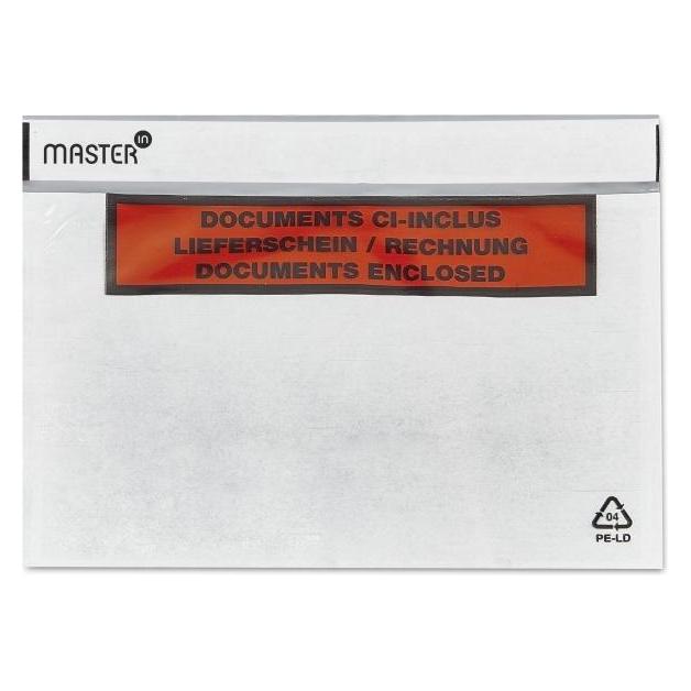 Master'In Følgeseddelslomme 240X162mm C5 rød m/tryk 1000stk/kar - (1000 stk.) (C5, 1000x) (522V0004922)