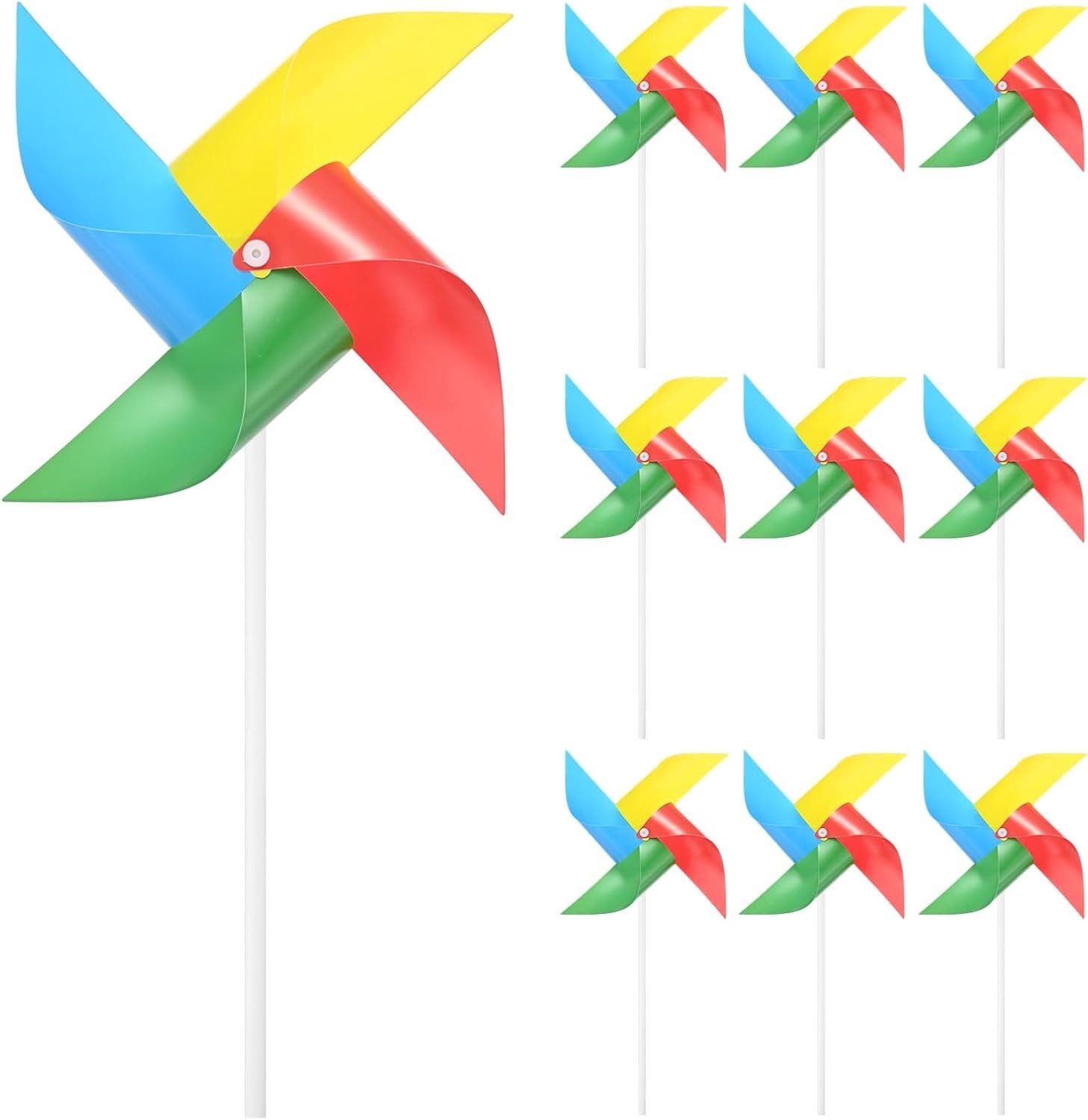 ServiceTopper Regenboog Pinwheels set van 10 - Kleurrijke plastic windspinners - 25,5 cm
