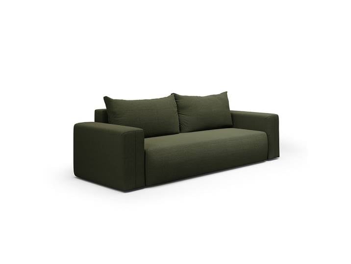 Canapé droit convertible droit 3 places en tissu vert