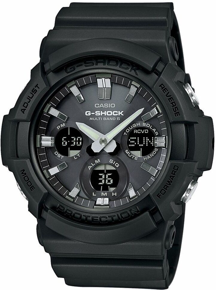 Funkchronograph CASIO G-SHOCK, schwarz (schwarz, schwarz, schwarz), Armbanduhren, Herren, schwarz, Quarzuhr,Armbanduhr,Herrenuhr,Weltzeit, bis 20bar wasserd.Resinarmband