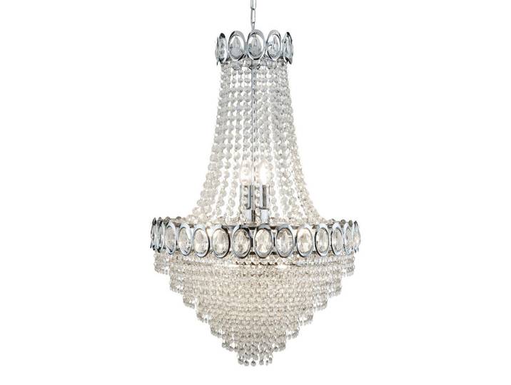 Kristall-Hängeleuchte, Chromfarben, Metall, Glas, 54x240 cm, höhenverstellbar, Lampen & Leuchten, Leuchtenserien