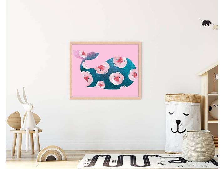 Tableau déco Pink Whale 43 x 53cm Multicolore