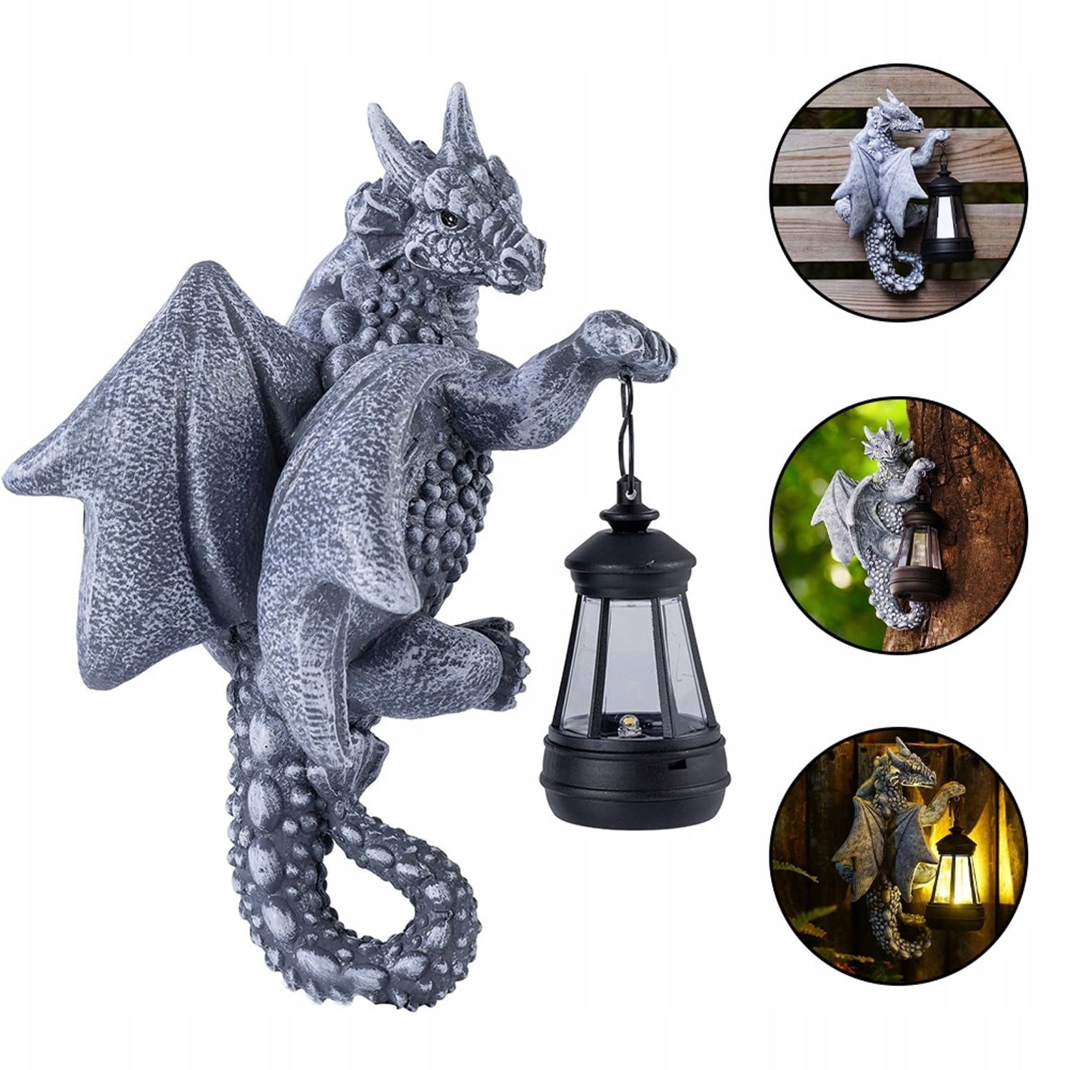Merkloze Zonne-energie Tuindecoratie Draak met LED Lamp