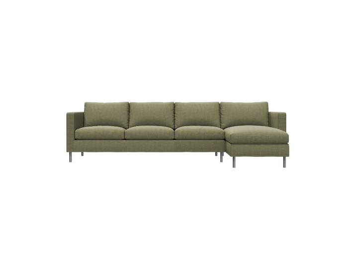 Fogia Alex 3-sitzige Sofa Chaise Lounge rechts Stoff Hiro Lightgreen-aluminiumbein