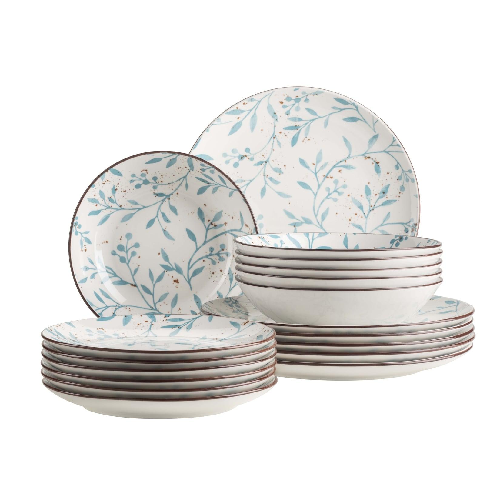 Mäser Teller Set, Porzellan Olive Türkis