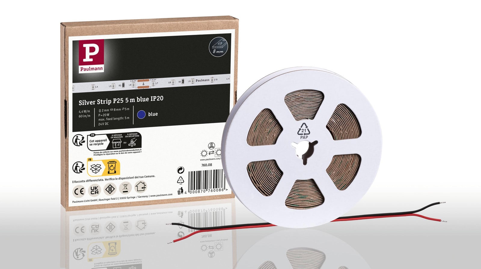 Paulmann Pro Strip LED-strip P25, zilver, blauw