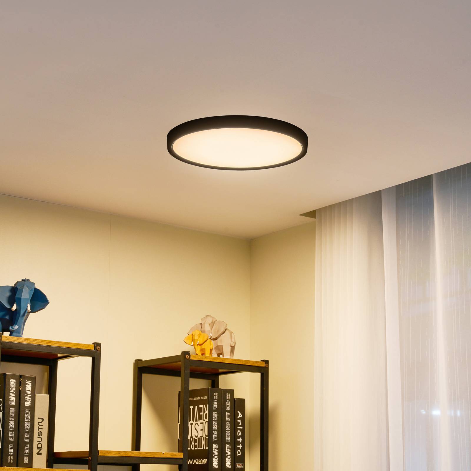 LED Deckenlampe Pravin Lindby, schwarz, für Wohn- / Esszimmer, Kunststoff, Modern, LED Deckenleuchte