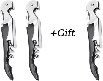 Uplift Curations VinoEase 3 in 1 Multi Function Wine & Beer Bottle Opener With Corkscrew & Foil Cutter Portable black 3pcs