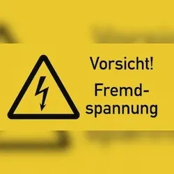 Vorsicht! Fremdspannung, Kombischild, Folie, 74x37 mm, 10 Stück/Bogen