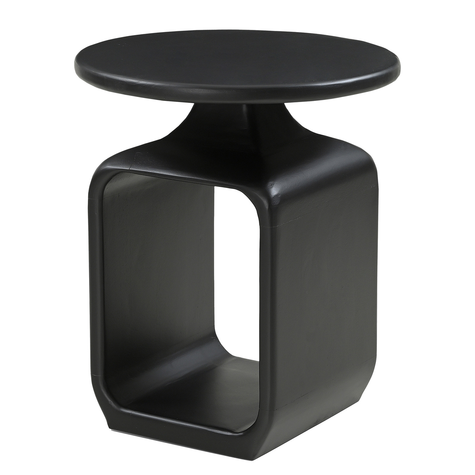 home24 Tikela Houten Bijzettafel - Zwart - Ø 45 cm