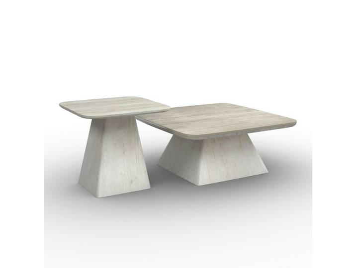 Couchtisch Thiago Creme MDF/Stein 2-er Set