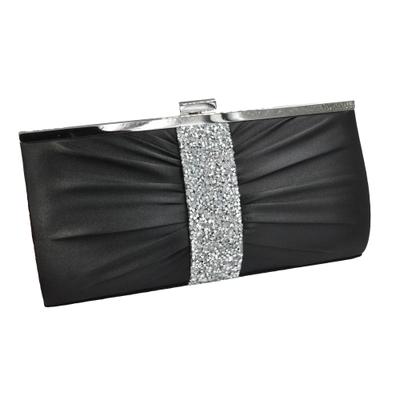 Abendtasche STEUER "Satin-Optik mit Strassbesatz", Damen, Gr. B/H/T: 130cm, schwarz, Taschen Abendtasche