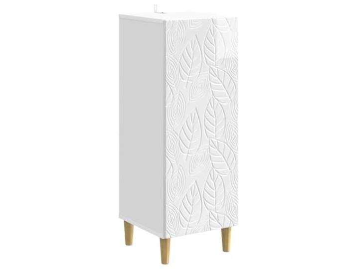 PUGYNBK Sideboard, Weiß, glänzend, 33 x 34,5 x 90 cm Eukalyptusholz, Türen mit Scharnier, 90 Grad, Aufbewahrung für Wohn- und Esszimmer