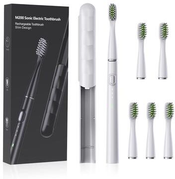 Inspired Deals Sonic Electric Toothbrush With 6 Replacement Heads white