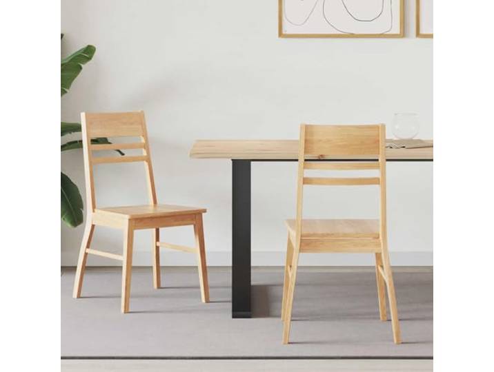 KTHLBRH Esszimmerstühle 2er Set Massives Gummiholz Natur 43x54x89 cm Massivholz, ergonomische Rückenlehne, quadratische Beine, pflegeleichte Oberfläche, vielseitig nutzbar