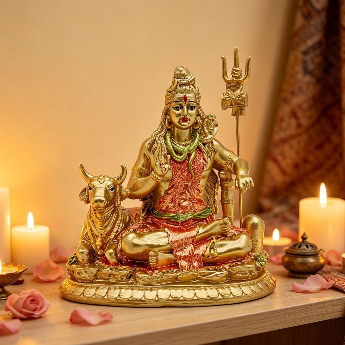 Solidchoice - Lord Shiva en Nandi standbeeld van hars voor op tafel