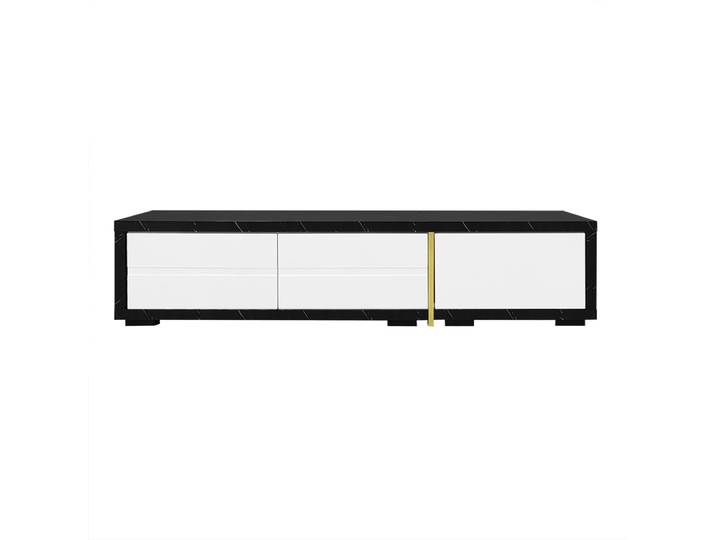 Meuble tv extensible rangement 140-260 cm, noir/blanc