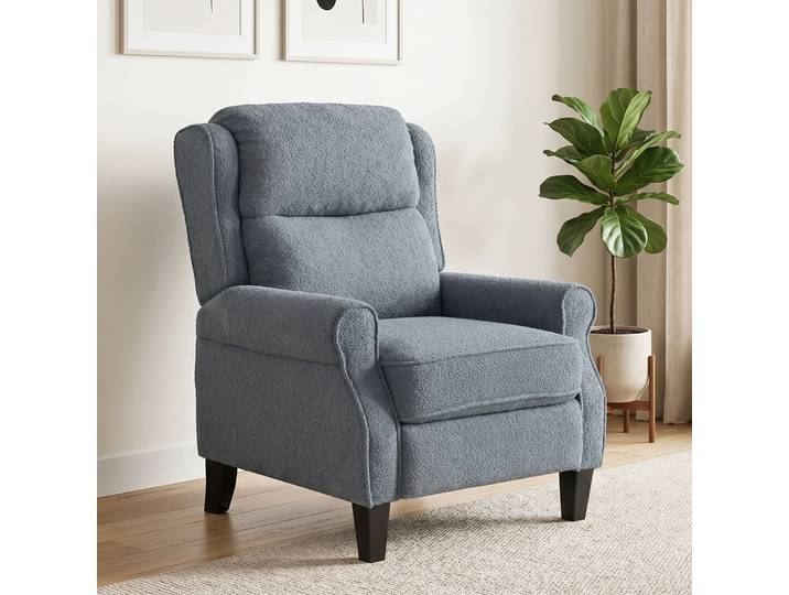 HOMCOM Fauteuil Relax Inclinable Polaire Gris Repose-Pieds