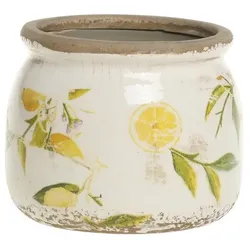 Chic Antique Limone runder Blumentopf mit Rand, Höhe 9,5, ∅ 12 cm