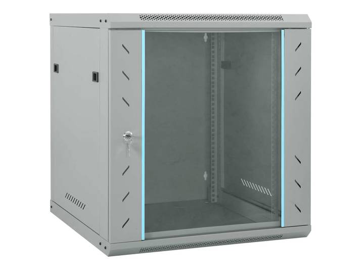 vidaXL Netzwerkschrank mit Speicher Grau 60 x 60 x 65 cm Stahl