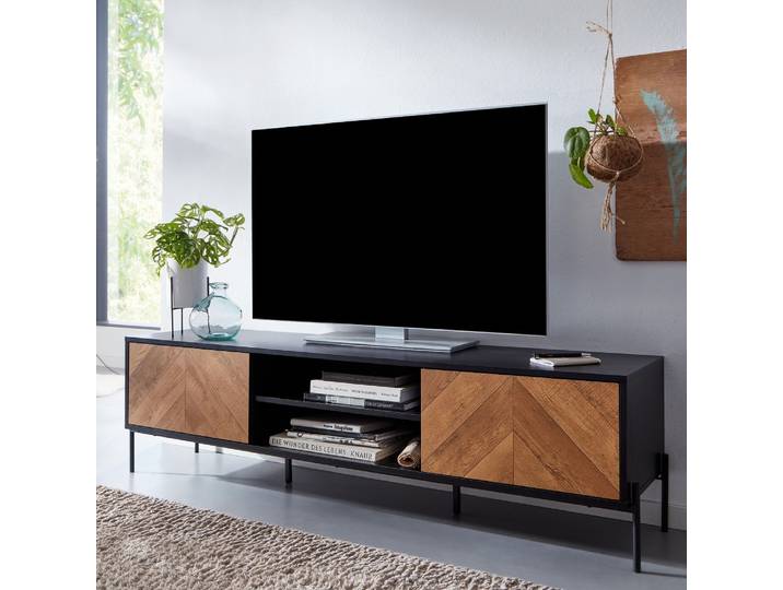 TV-Board Satia , Eiche , schwarz