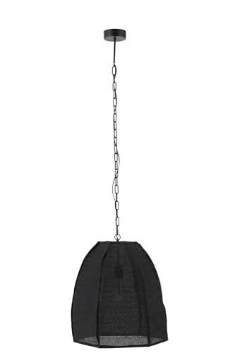 J-Line Hanglamp Peer - Linnen en IJzer - Zwart - Small