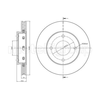 METELLI Bremsscheibe 230623c belüftet 256mm 24mm für MITSUBISHI SMART