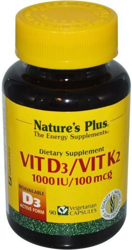 NaturesPlus Vitamin D3 and Vitamin K2 - 90 Capsules