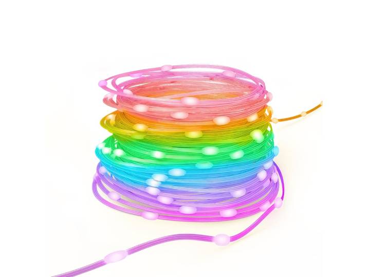 HAMA LED-Lichterkette LED-Lichterkette (außen IP65 und innen, bunt + Effekte, mit App, 10 m) , transparent, Flammen 100 Stk., Kabellänge 11,5m x Gesamtlänge 10m, Lichterketten, LED-Lichterkette