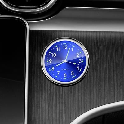 ModernMart Mini Luminous Car Dashboard Clock Stick On Quartz Auto Timer blue