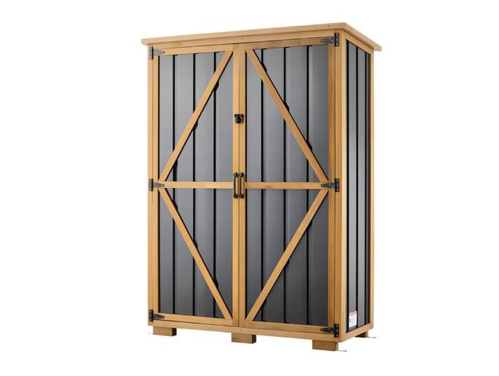 Armoire de jardin - DUOKU - SC-03 - 117x160 cm - Bois de sapin & métal - Résistante à l'eau