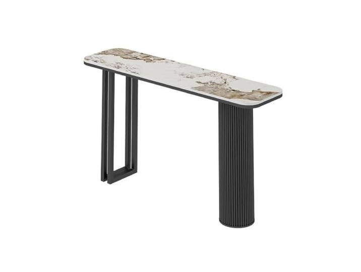 HLDJYLZS Konsolentisch aus Sinterstein mit Carbonstahlrahmen Sintersteinplatte, Carbonstahlrahmen, italienischer Stil, platzsparendes Design, Flur, Eingangsbereich, Wohnzimmer