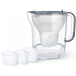 Brita Style ESSENTIAL XL Wasserfilterkanne dunkelblau + 3 x MX Pro Pure Performance-Filter, Wasserfilterkanne, Blau, Transparent