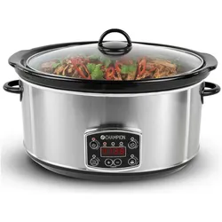 Champion Slow cooker 6.5liter, Dampfgarer + Reiskocher, Silber
