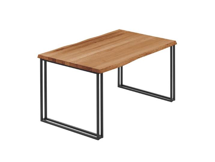 LAMO Manufaktur Baumkantentisch Frame Esstisch Massivholz inkl. Metallgestell (1 Tisch), Baumkante massiv