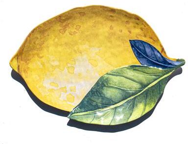 "Abode Homewares Lemon Orchard Melamine Lemon Shape Serving Platter - Yellow - 17.3"""
