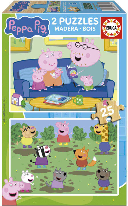 EDUCA BORRAS Puzzle bois 2 x 25 pcs Peppa Pig - Educa