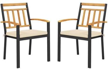 Costway Set of 2 Patio Dining Chairs with Removable Padded Cushions-17 Inches