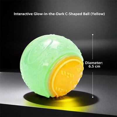 Inspired Living GlowFetch Durable Rubber Dog Ball For Night Play night Light Yellow